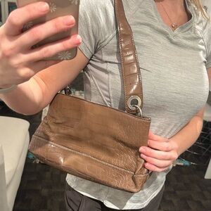 Tommy Hilfiger brown crocodile leather shoulder bag purse